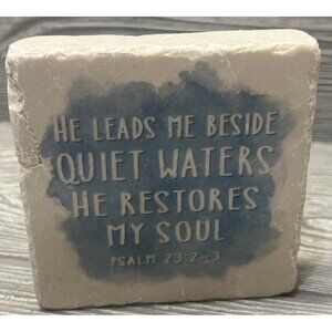 Twelve Stone Art Tumbled Marble Scripture Stone Psalm 23:2-3 Bible Christian 4”